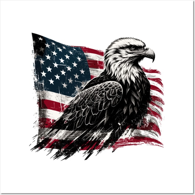 USA Flag with Bald Eagle Wall Art by Vehicles-Art